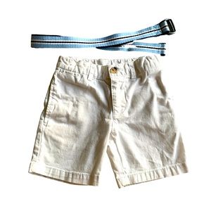 Boys 2t white polo Ralph Lauren shorts with detachable  blue belt
